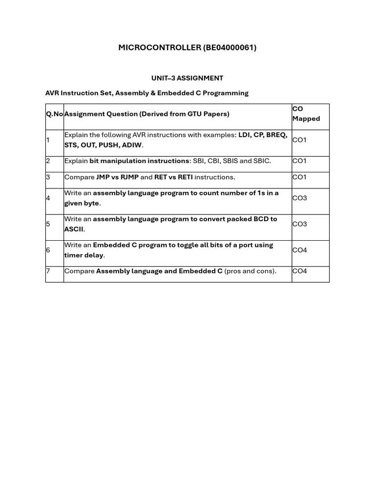 Assignment 3 Microcontroler(BE04000061) | PDF