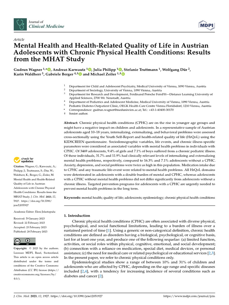 Mental Health and Health-Related Quality of Life I | PDF | Mental ...