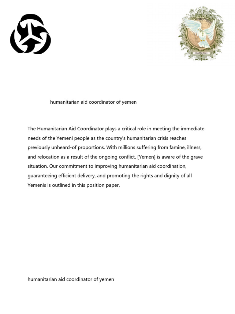 Humanitarian Aid Coordinator, Trilateral Summit Position Paper | PDF ...