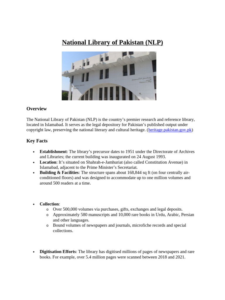 National Library of Pakistan | PDF | Libraries | Books