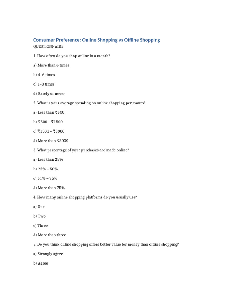 Offline Vs Online Questionnaire | PDF