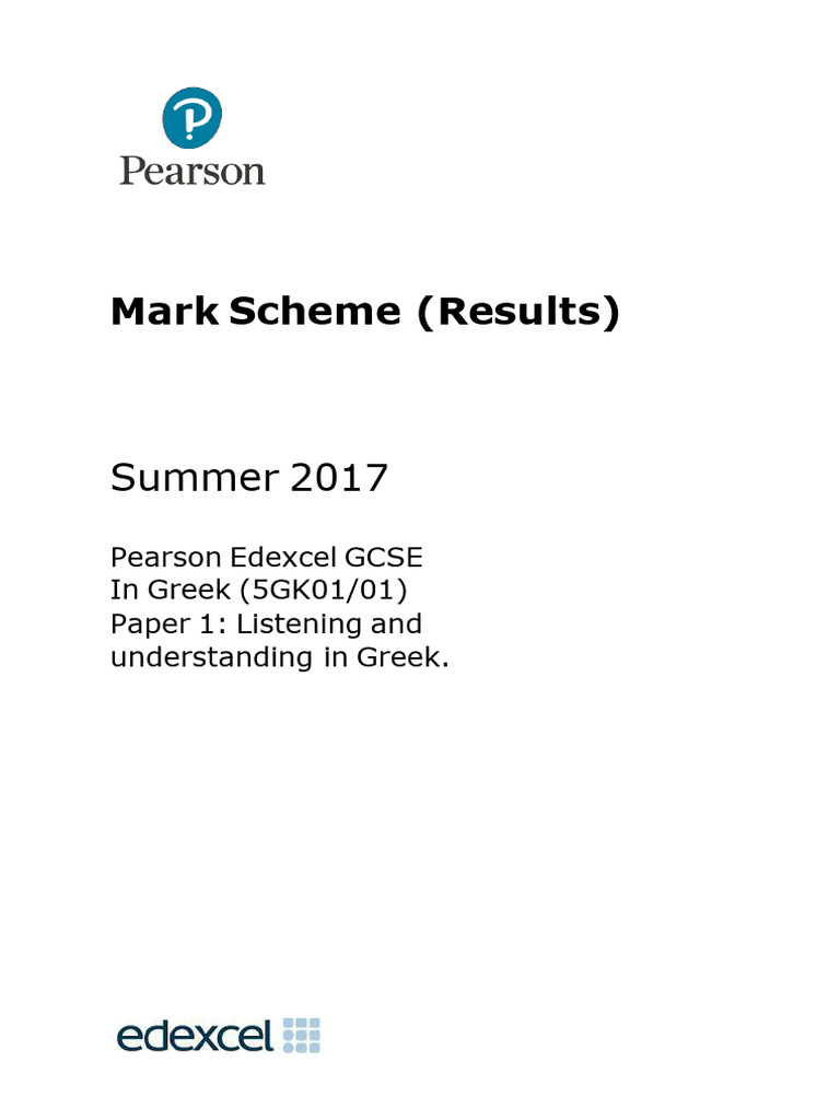 GCSE Edexcel Greek 2017 Paper 1 MS 93xny | PDF