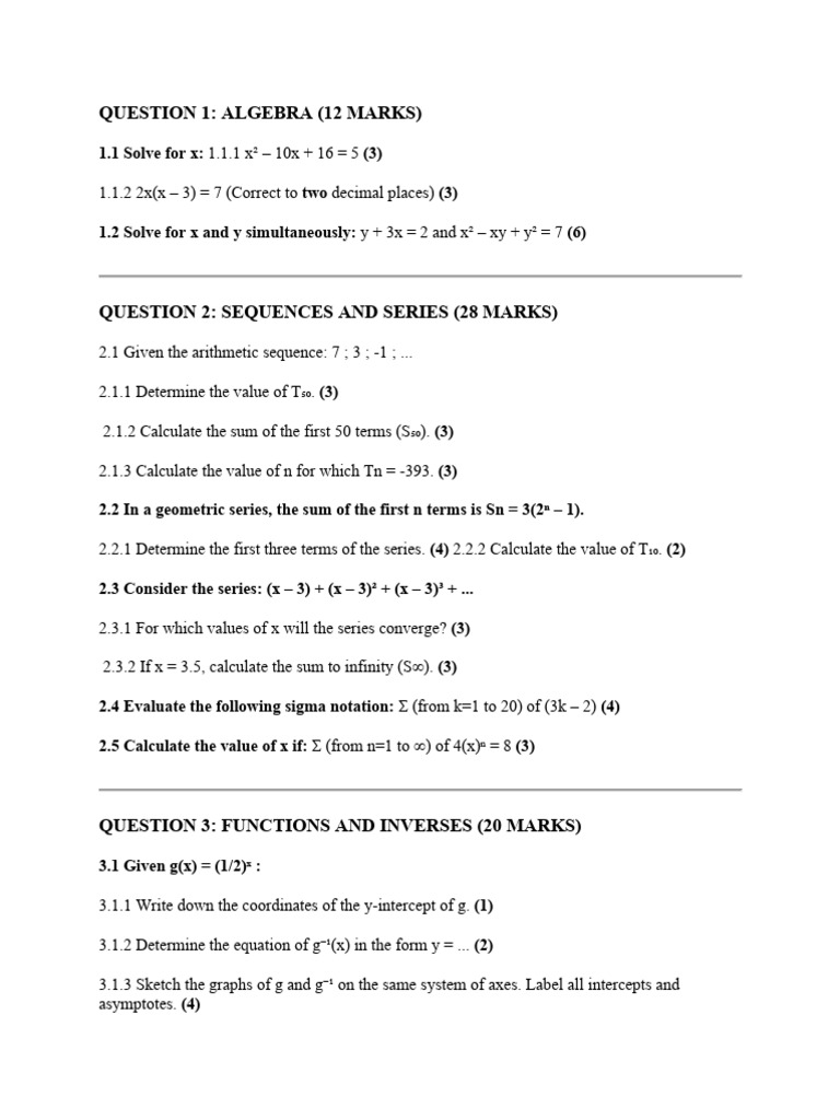 Matric Test 1 Revision | PDF