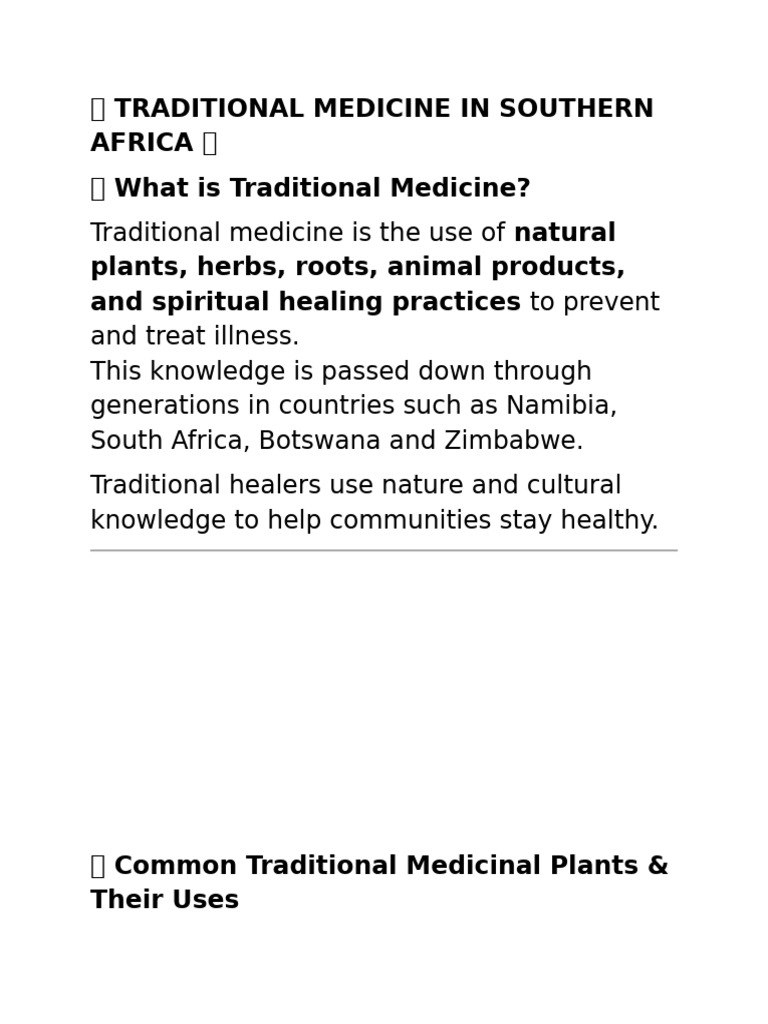 ? Traditional Medicine in Southern Africa ? | PDF | Traditional ...