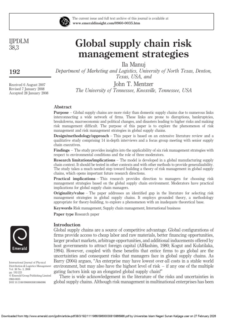 Global Supply Chain Risk | PDF | Qualitative Research | Risk