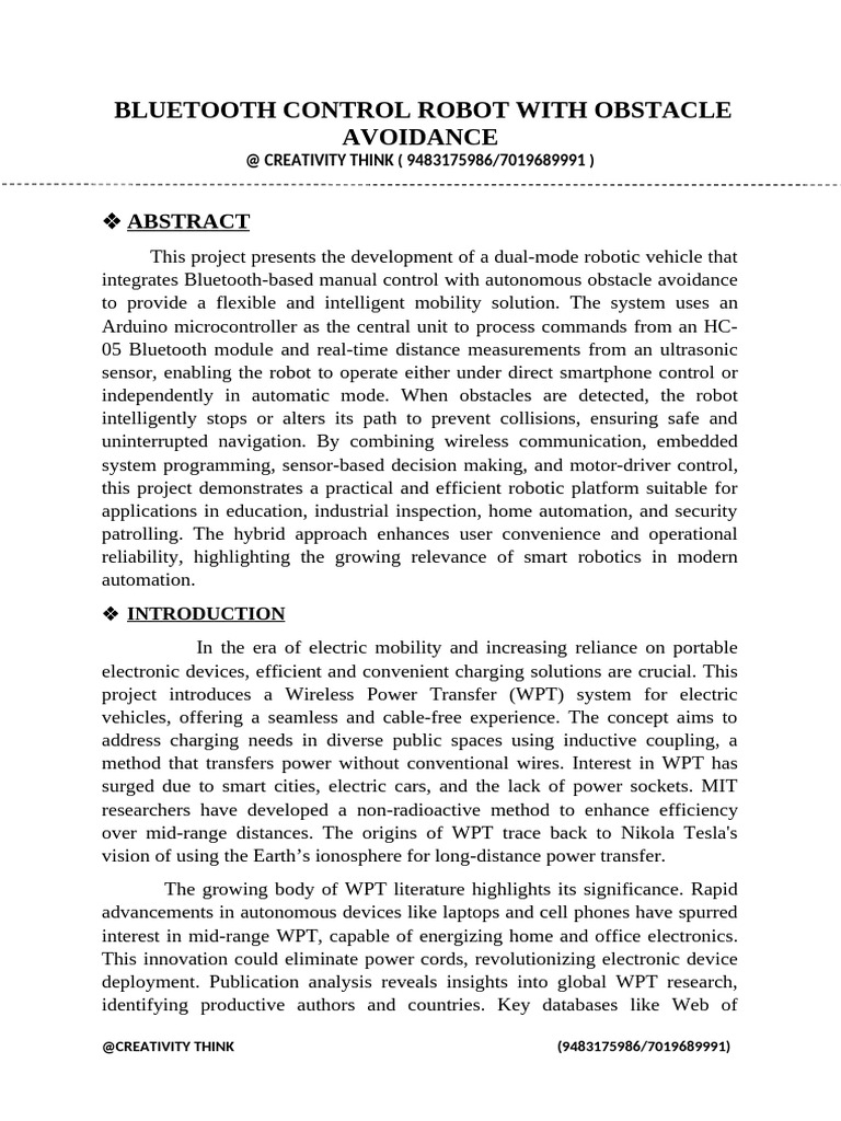 Bluetooth Control Robot With Obstacle Avoidance | PDF | Rectifier ...