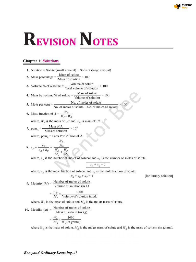 Last Minute Revision Notes | PDF
