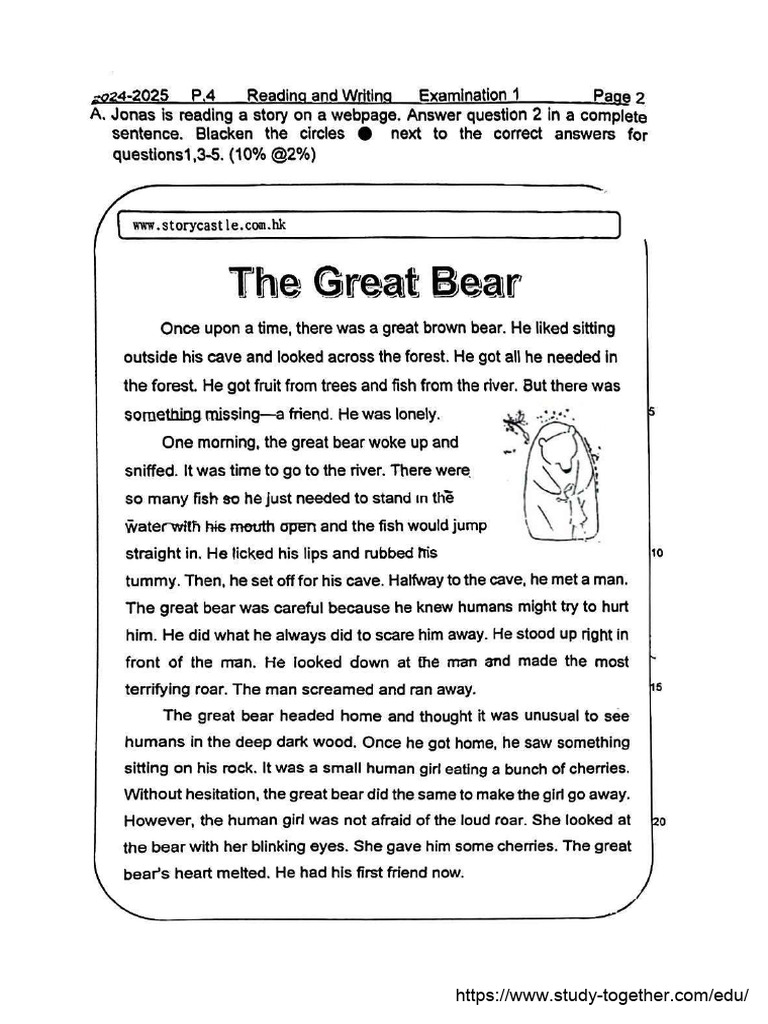 E4009 p4 English Reading and Writing Wu Mien Tuen Primary Exam1 2024 | PDF