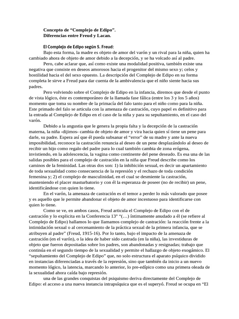 Complejo de Edipo en Freud y Lacan | PDF | Complejo de Edipo | Jacques ...