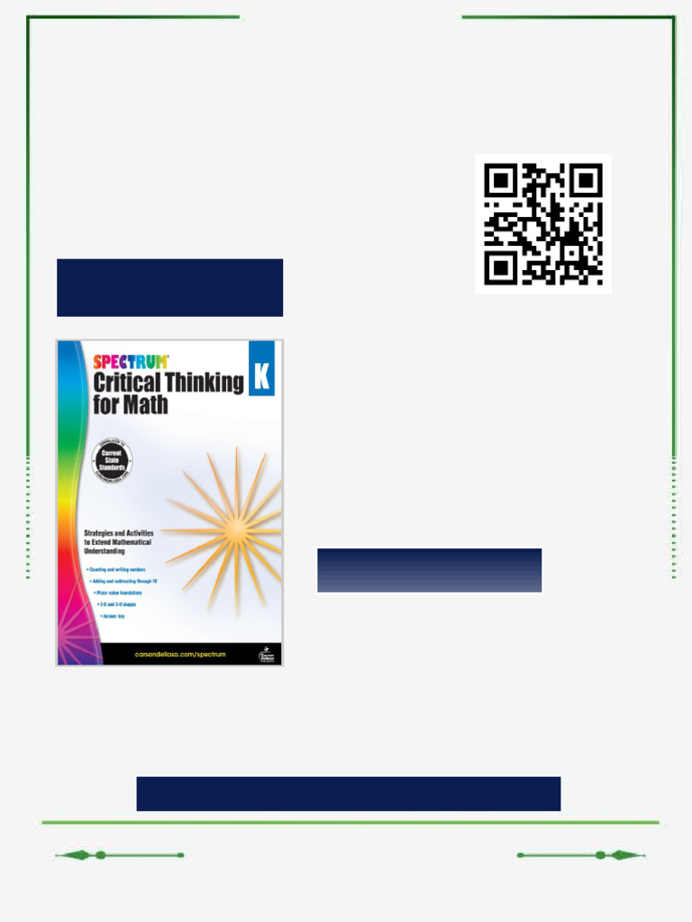Spectrum Critical Thinking for Math Grade K 1st Edition Spectrum eBook ...
