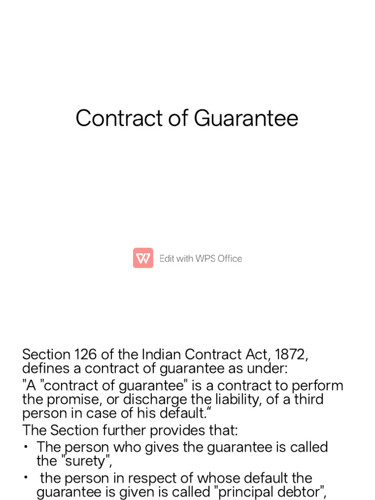 Contract of Guarantee-1 | PDF | Guarantee | Legal Concepts