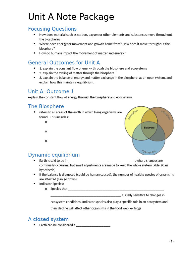 Unit a AP Note Package | PDF | Water | Food Web