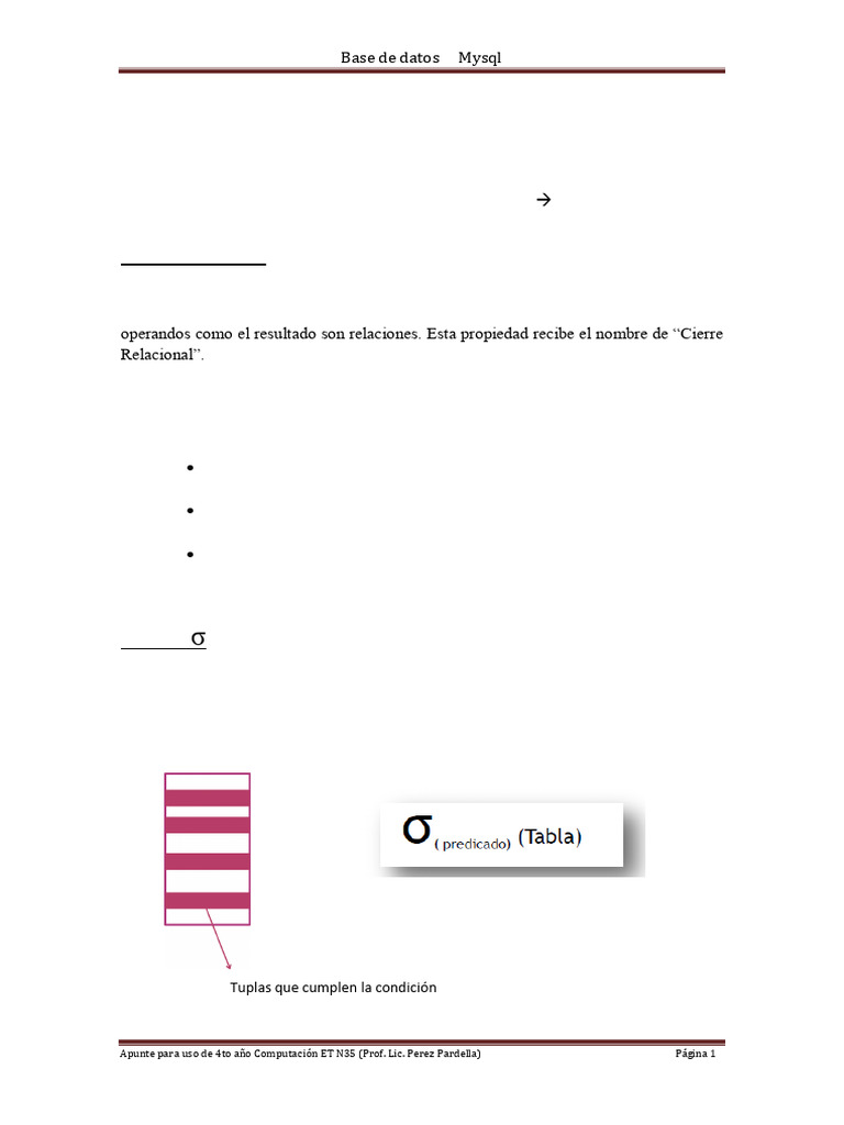 ApunteBDatos - Mysql - 2015 4 Año PDF 100 Real | PDF | SQL | Bases de datos