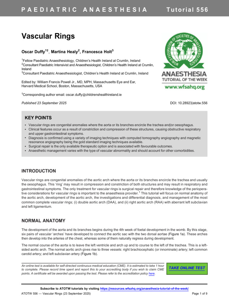 Vascular Rings | PDF | Aorta | Clinical Medicine