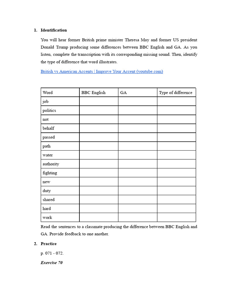 Accents - Identification and Practice | PDF | Language Families | Phonetics