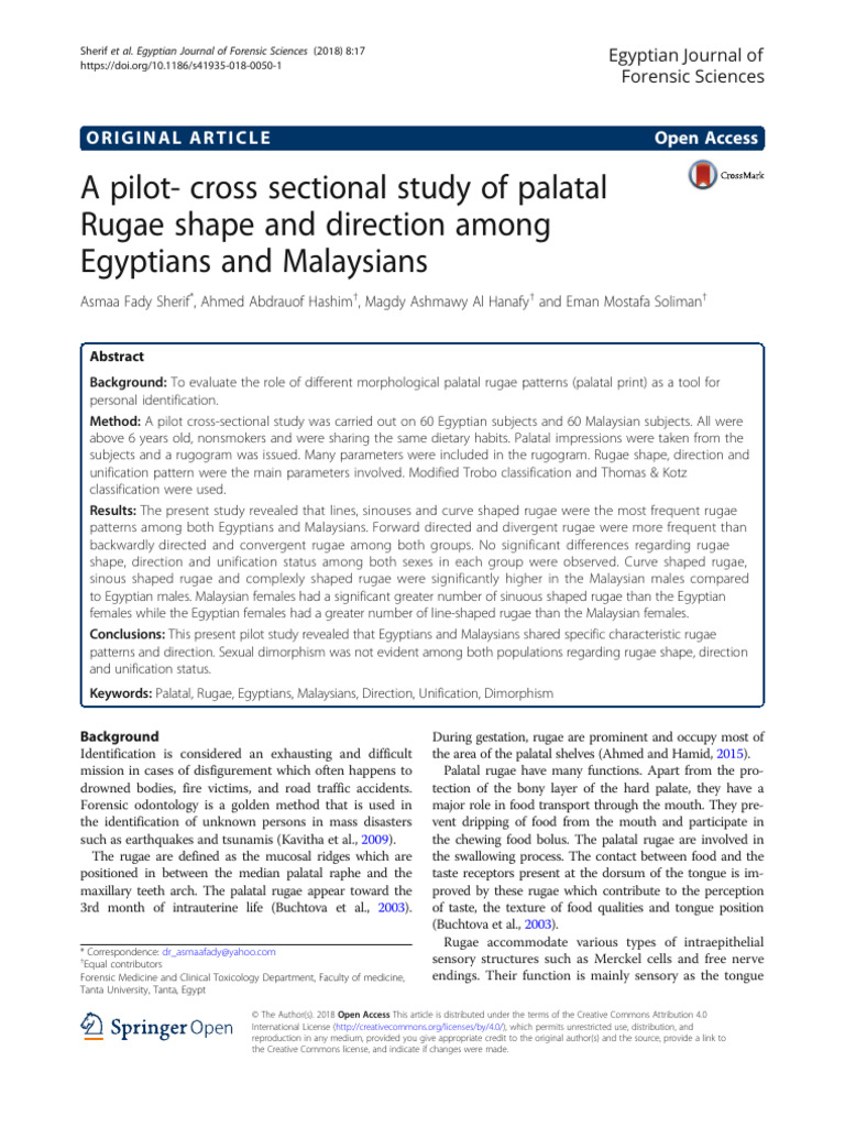 A Pilot-Cross Sectional Study of Palatal Rugae Shape and Direction ...