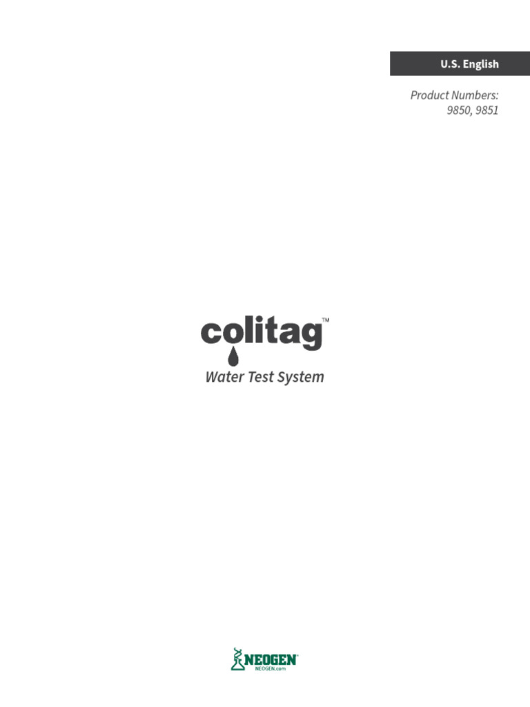 Colitag Water Test System 9850 9851 Product-Instruction en ES | PDF ...