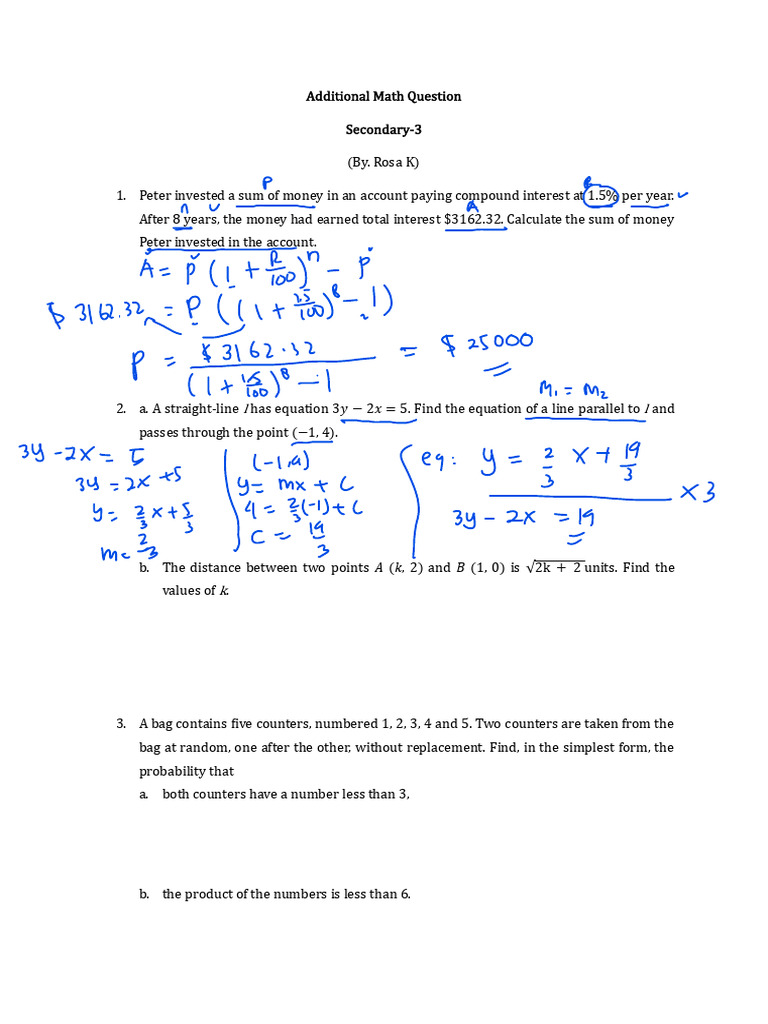 Additional Math Question(Notes) | PDF