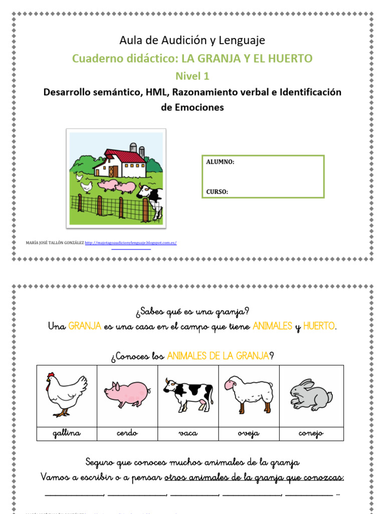 Cuaderno Didactico La Granja y Le Huerto 1 | PDF | Granjas | Agricultura