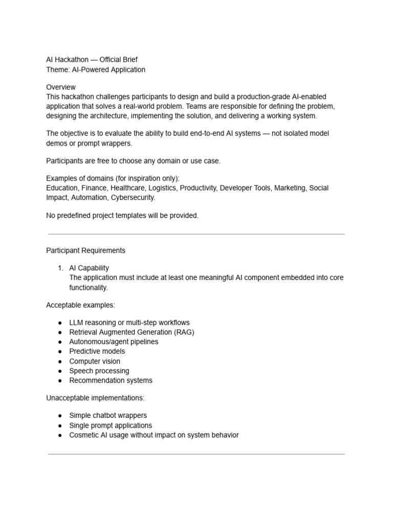 AI Hackathon - Official Brief | PDF | Artificial Intelligence ...