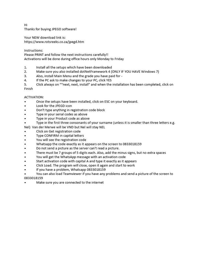 Instructions JPEGD | PDF