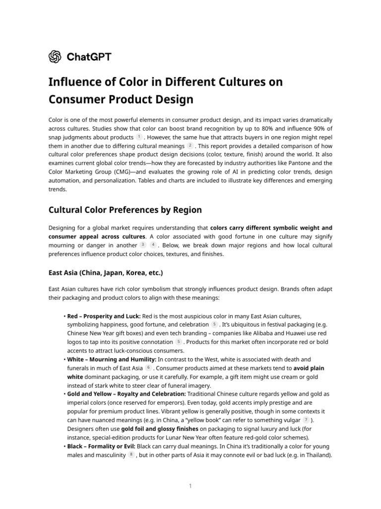 Influence of Color in Different Cultures on Consumer Product Design ...