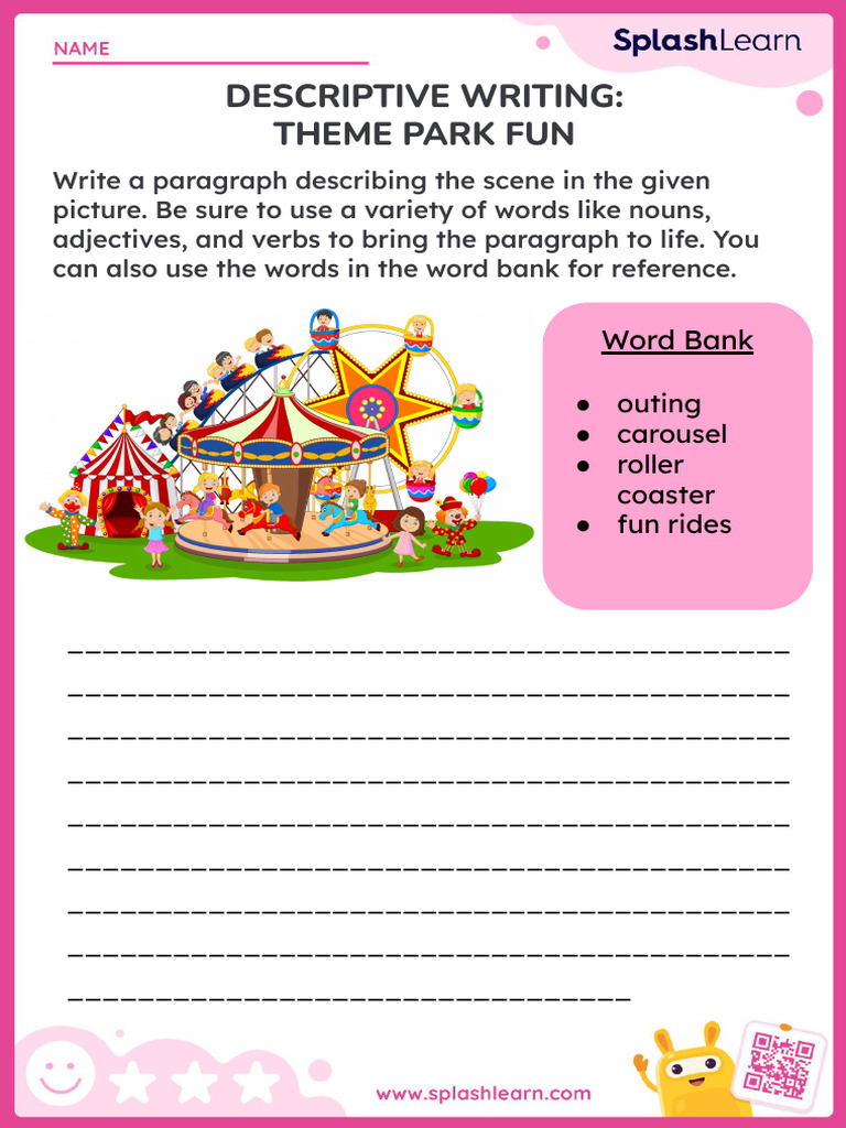 Descriptive Writing - Theme Park Fun - Worksheet | PDF