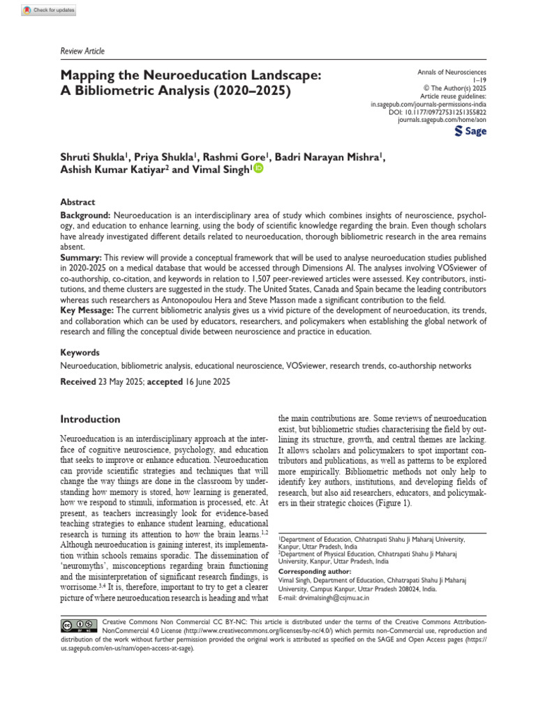 Shukla Et Al 2025 Mapping The Neuroeducation Landscape A Bibliometric ...