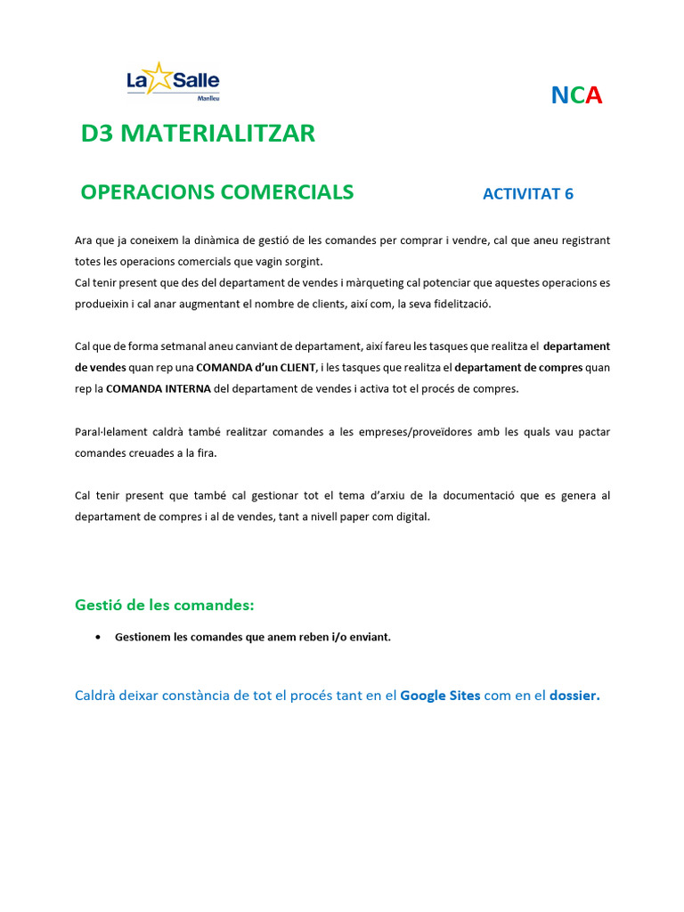 Activitat 6 Operacions Comercials | PDF