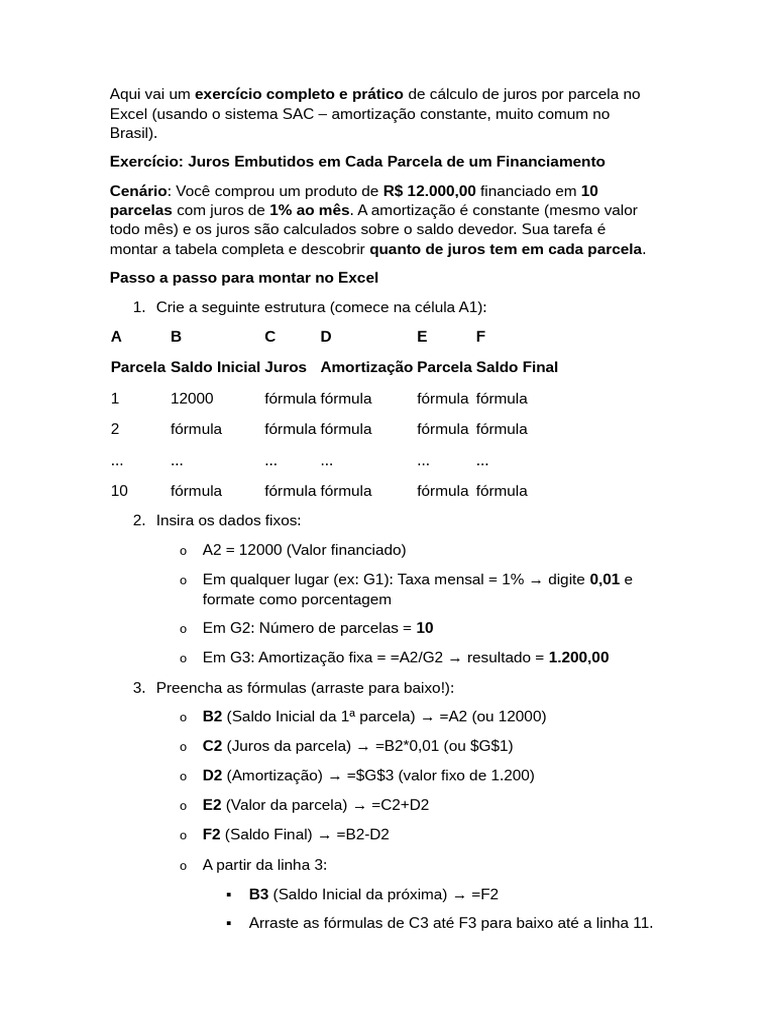 Aqui Vai Um Exercício Completo e Prático de Cálculo de Juros Por ...