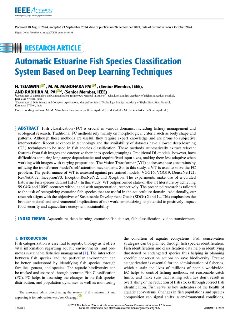 Automatic Estuarine Fish Species Classification | PDF | Aquaculture ...