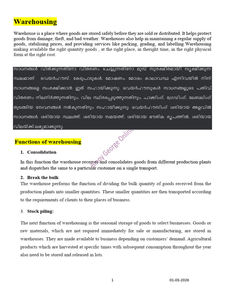 Warehousing and Different Types of Warehouses | PDF | Warehouse | Goods