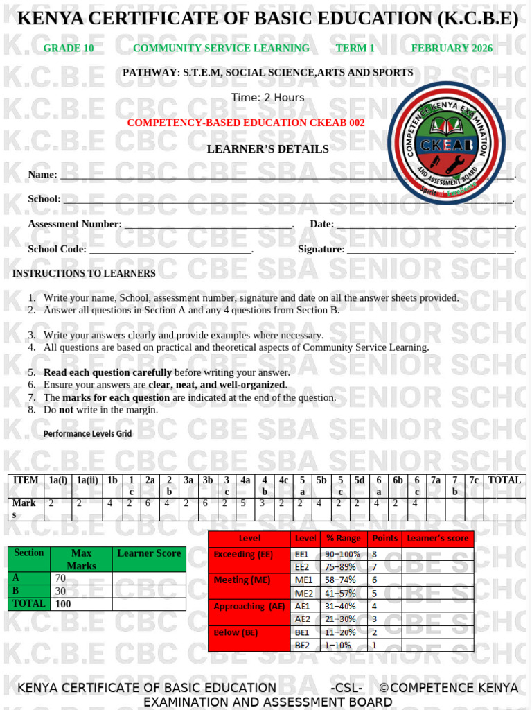 Grade 10 CSL 002 2026 | PDF