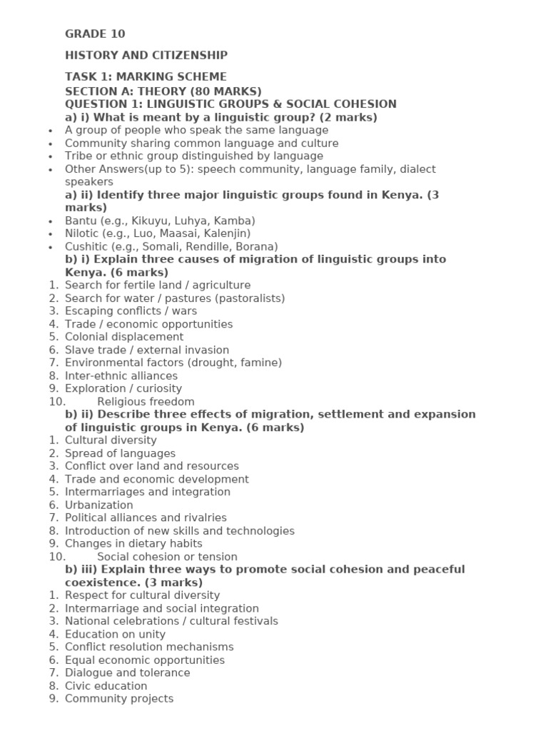 Grade 10 History and Citizenship MS | PDF | Elections | Kenya