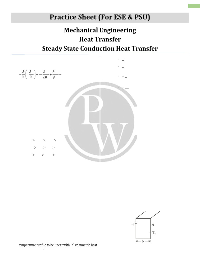 Steady State Conduction Heat Transfer - Practice Sheet - 01 | PDF ...