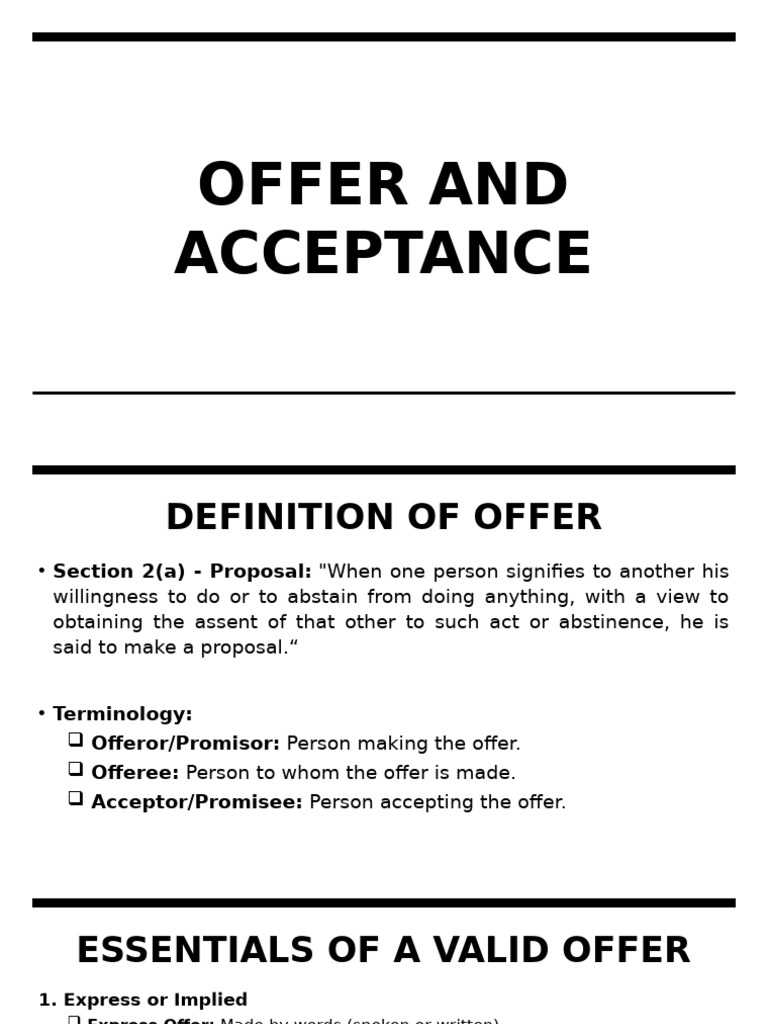 Chapter 2 (Offer and Acceptance) | PDF | Offer And Acceptance ...