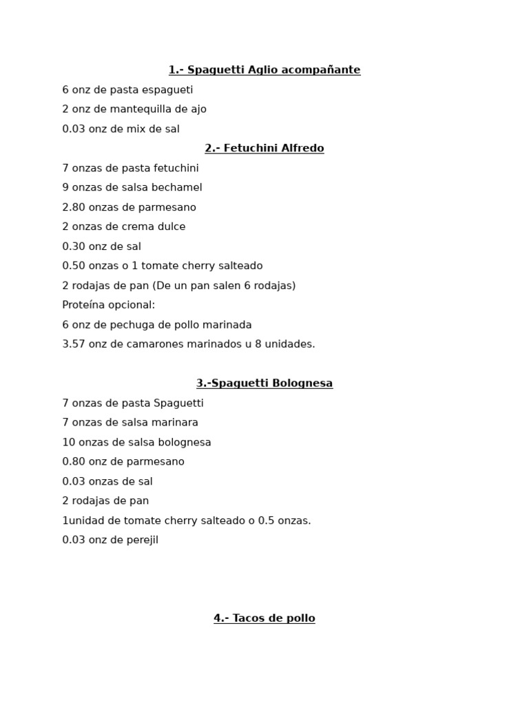 Recetario Platos TERCETO | PDF | ensalada | Taco