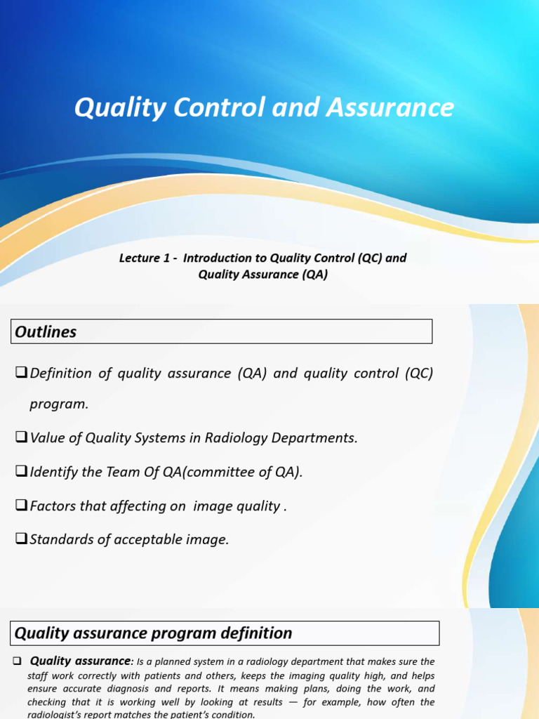 Lecture 1 QA | PDF | Radiology | Medical Imaging
