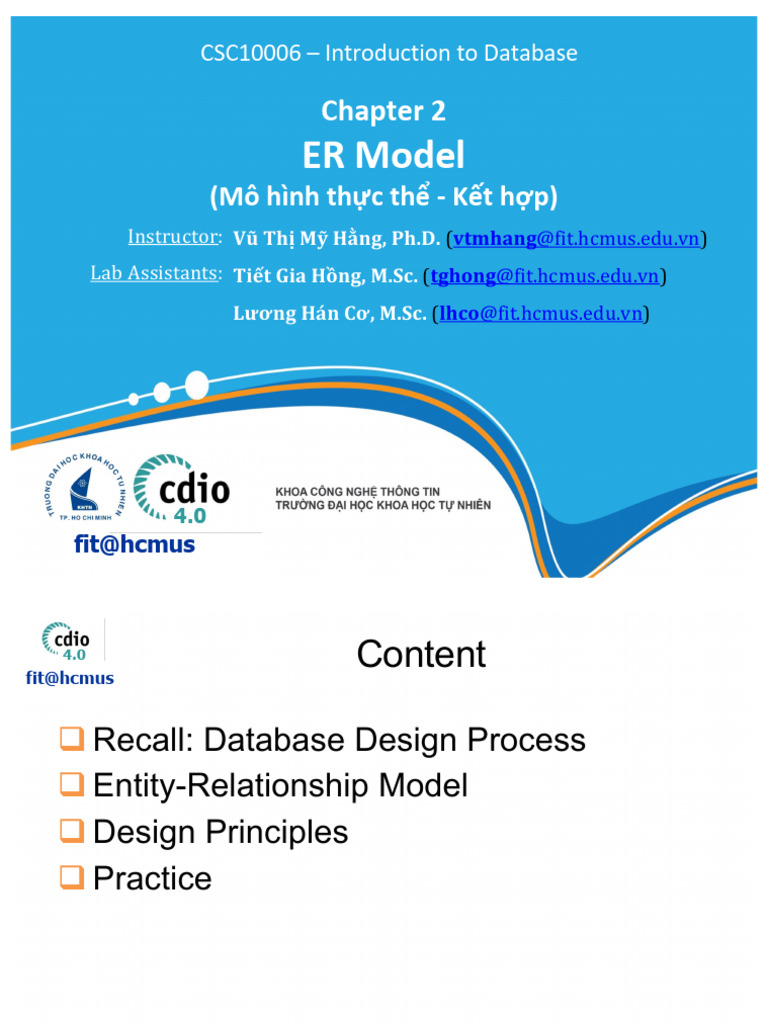 CSC10006 Chapter 2 Entity Relationship Model II.2425 | PDF