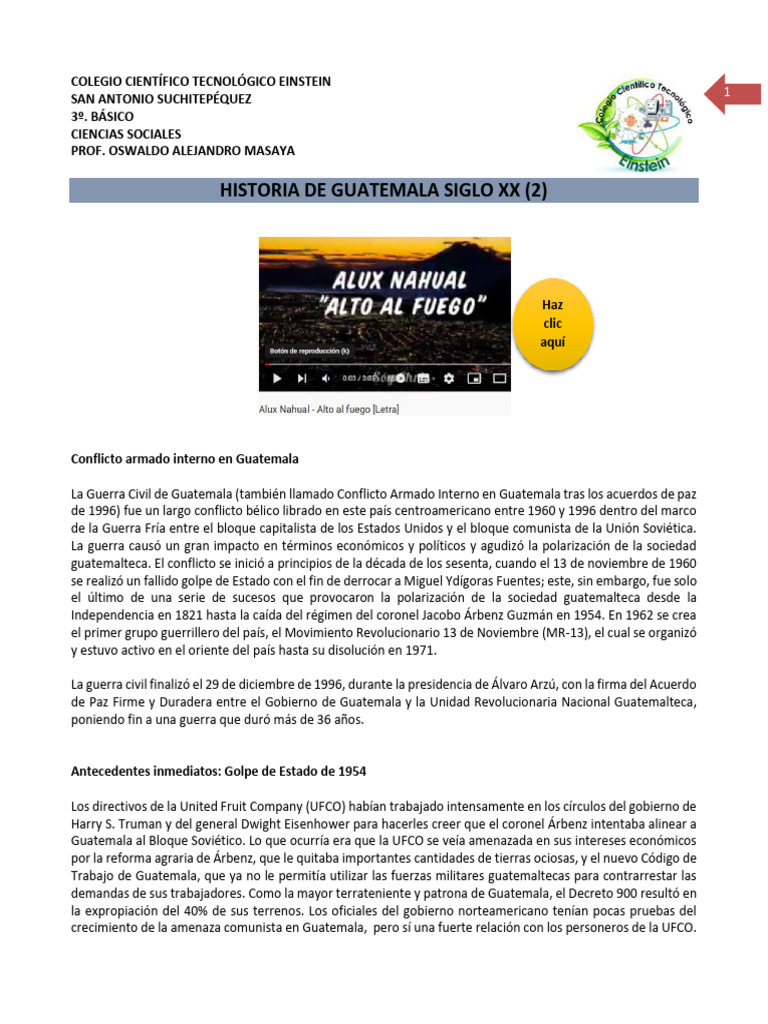Historia de Guatemala Siglo XX | PDF | Guatemala