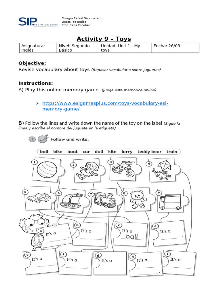 CLASE 9 - Handout n9 - Toys 4 | PDF