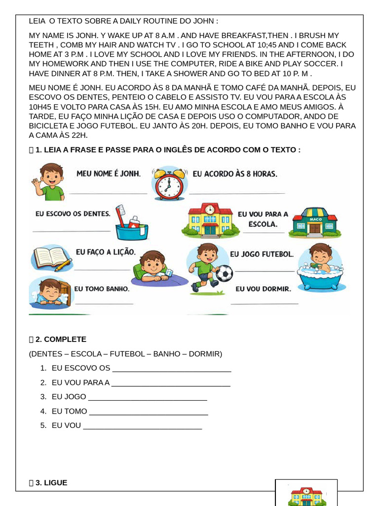 Leia o Texto Sobre A Daily Routine Do John | PDF