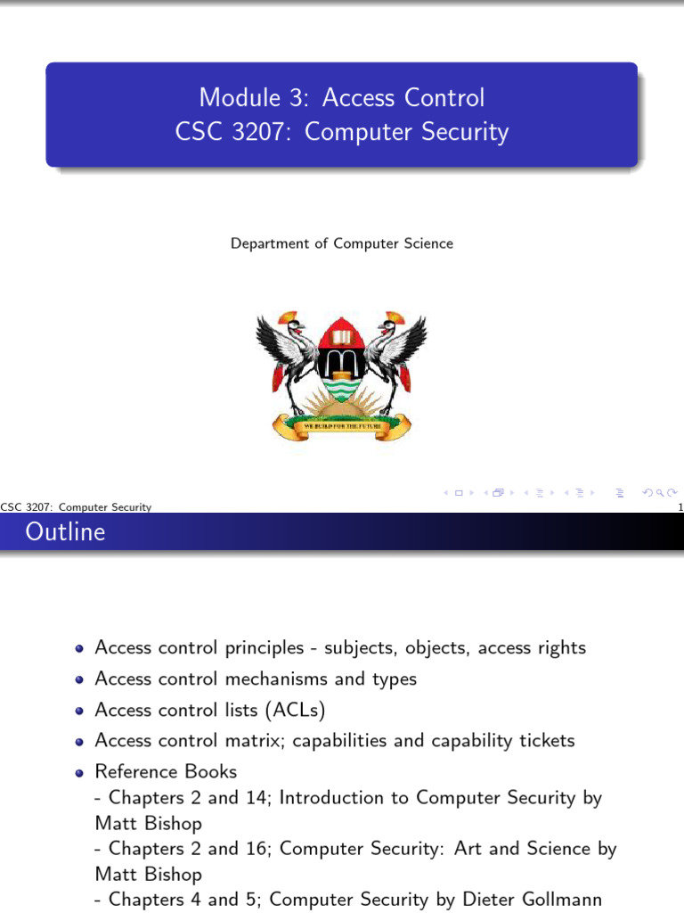 Csc3207 Access Control 5 | PDF | Computer Access Control | Access Control