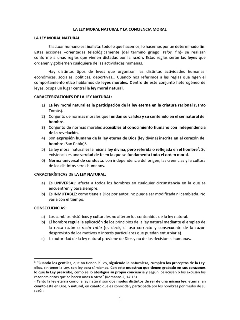 La Ley Moral Natural y La Conciencia Moral | PDF | Moralidad | La Ley ...