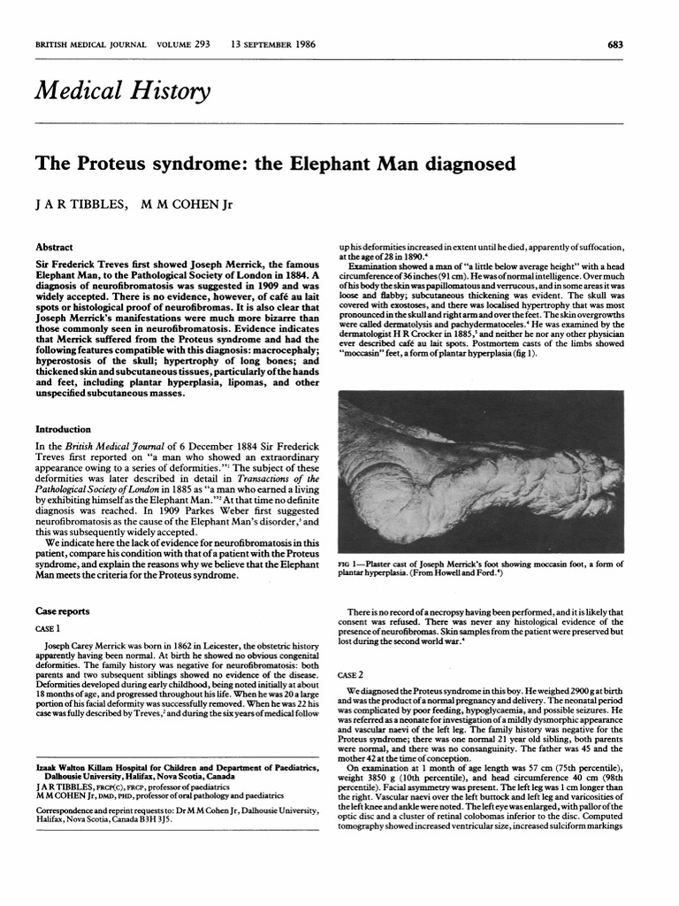 Joseph Merrick Articulo 1880 | PDF | Diseases And Disorders | Medical ...