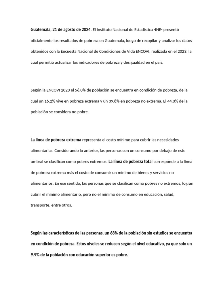 Pobreza en Guatemala | PDF | Pobreza | Pobreza e indigencia