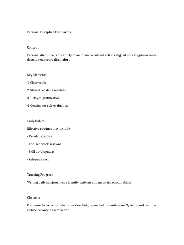 Personal Discipline Framework | PDF | Disciplines | Motivation