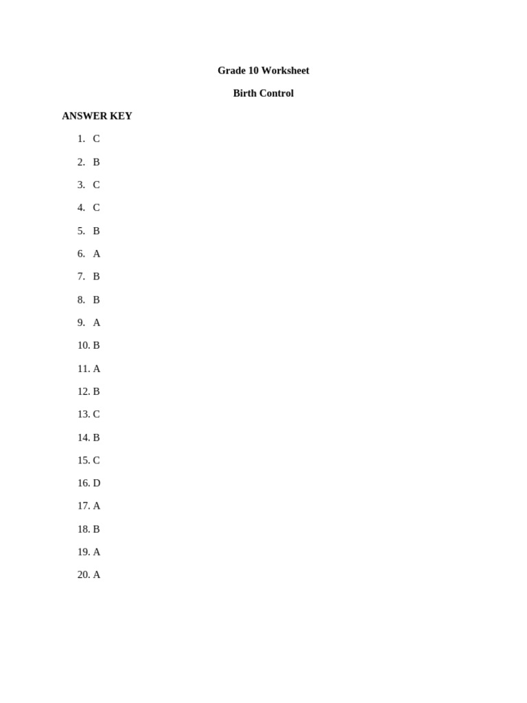 Grade 10 Worksheet | PDF
