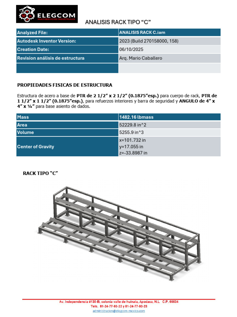 Analisis Rack Type C | PDF | Engenharia Civil | Engenharia Estrutural