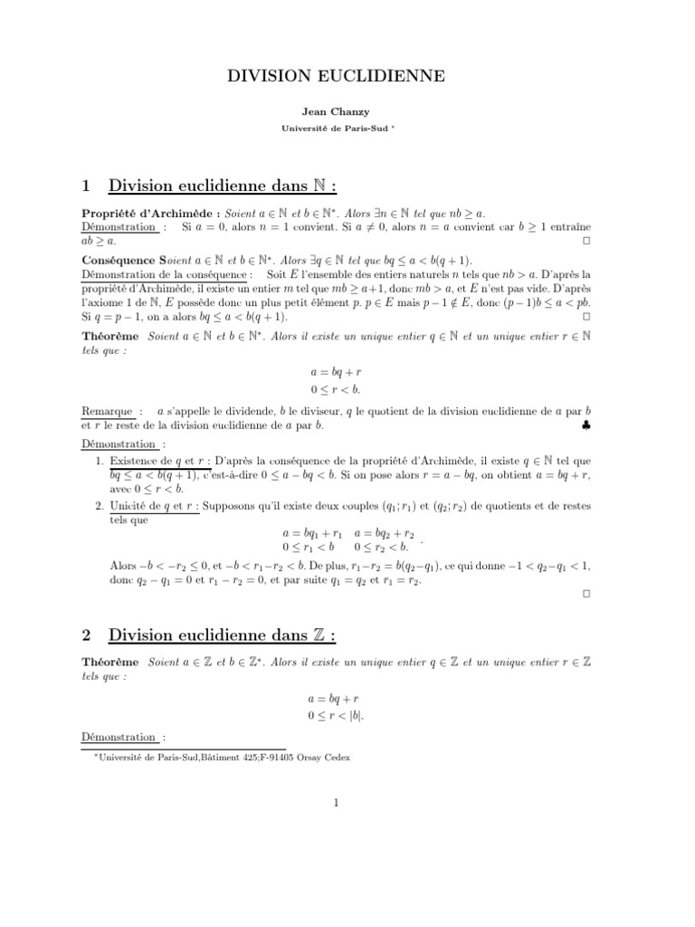 Division | PDF | Mathématiques | Logique mathématique